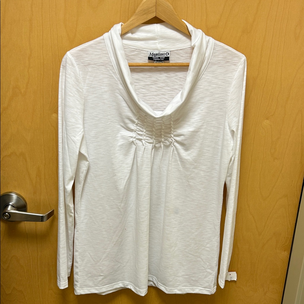 Nwt Magellan’s Travel White Cowl Neck Long Sleeve Top